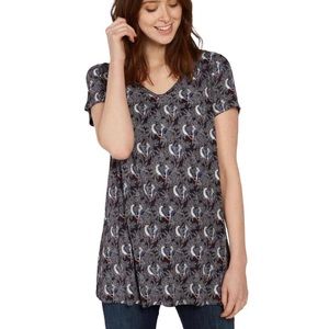 Fat Face Parrot Bird Print V-Neck Tunic Tee | Women’s US 4 | Viscose Top